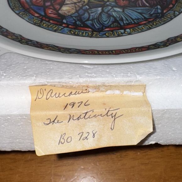 Limoges D'Arceau Noel Vitrail Dans La Creche Plate 1976 Christmas Box Cert Auth - Picture 16 of 16